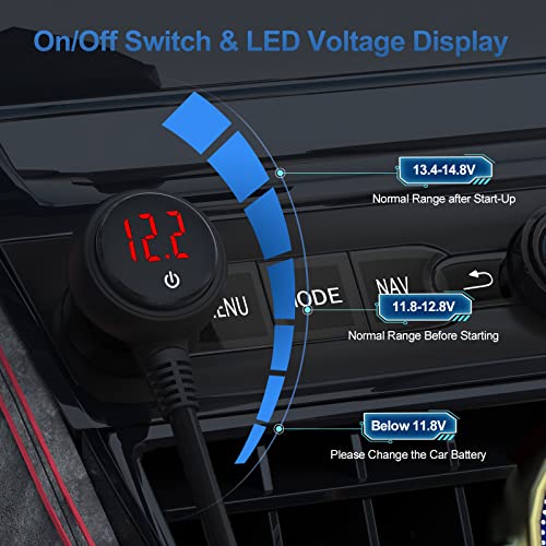 Car Cigarette Lighter Adapter, USB C Charger 30W and Quick Charge 3.0 Car Cigarette Lighter Splitter, 12V/24V Independent Switches, Fast Car USB Charger for All Car Devices, iPhone 14/13/12 pro - color: Black+Red
