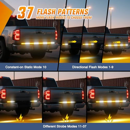 Nilight 60 Inch Emergency Strobe Light Strips with Controller, 384LED Flashing Warning Hazard Safety for Rear Window Tailgate on Truck Trailer Construction Plow Pickup Tow SUV Vehicles, Amber White - color: 60" Tailgte Strobe w/ Controller Amber White