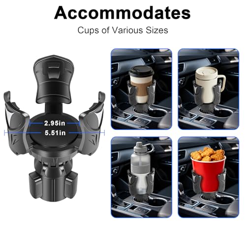 Car Cup Holder Expander, Large Cup Holder Adapter for Car, Water Bottle Holder Extender, Adjustable Drink Holder for Car Fits Yeti, Hydro Flask 24/32oz, Black