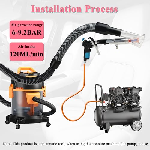 GOCCIDA 2in1 Car Interior Detailing Air Blow Gun & vacunm Gun,Multi-Purpose Cleaning Gun Detachable Sprinkler Head for Automotive Detailing, Carpet, Upholstery, Surface Cleaning - color: Black