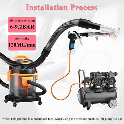 GOCCIDA 2in1 Car Interior Detailing Air Blow Gun & vacunm Gun,Multi-Purpose Cleaning Gun Detachable Sprinkler Head for Automotive Detailing, Carpet, Upholstery, Surface Cleaning - color: Black