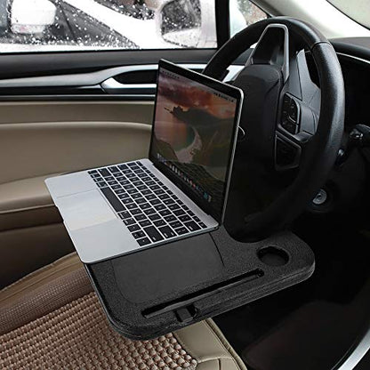 XINDELL Steering Wheel Tray - Food Tray for Eating & Laptop Holder Vehicle Travel Accessories, Front Seat Desk Car Organizer, Compatible with Honda, Jeep, Nissan, Ford, Truck & Van Interiors