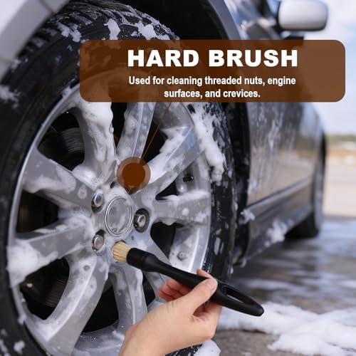 6pcs Car Detailing Brush Set, Soft Medium and Hard Bristle Automotive Cleaning Brushes Multi-Use Car Interior Detail Dust Brush Tools for Auto Truck SUV RV Motorcycle Leather Exterior