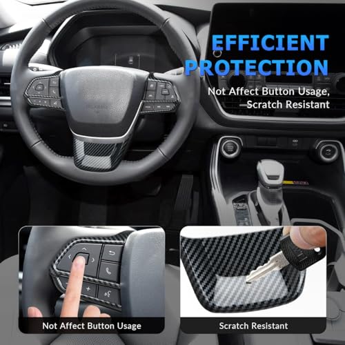 INTGET Center Console Interior Trim Cover for 2026 Toyota Grand Highlander Accessories 2024 2025 ABS Carbon Fiber Gear Shift Panel Cover with Knob Cover Armrest Box Switch Protective Stickers (4PCS) - color: 4 PCS Center Console Panel Cover