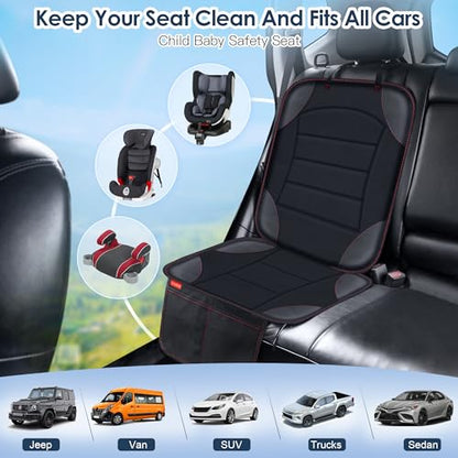 Sinvitron Car Seat Protector for Child Car Seat - Waterproof Non-Slip Leather Mat with 2 Mesh Pockets, Universal Seat Cover for Baby, Pets & Vehicles(2-Pack,Black) - color: 2 Pack Black