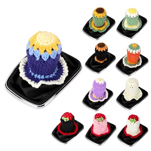 Crochet Shift Knob Cover, Universal Cute Handmade Sunflower Boho Car Accessories for Women, Car Shift Boots Knobs Cover Automotive Interior Fits Car Truck SUV (69#SC) - color: 69#SC