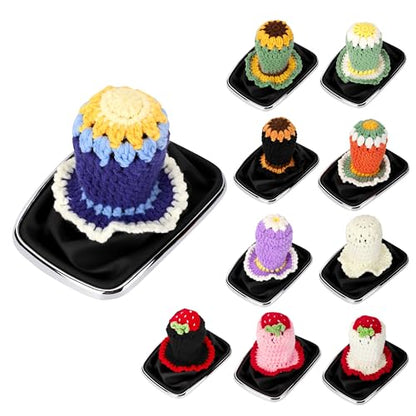 Crochet Shift Knob Cover, Universal Cute Handmade Sunflower Boho Car Accessories for Women, Car Shift Boots Knobs Cover Automotive Interior Fits Car Truck SUV (69#SC) - color: 69#SC