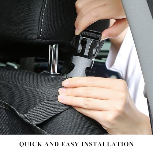 2 PCS Kick Mats with Organizer, Waterproof Auto Backseat Protector Oxford Kick Mat with 2 Mesh Pockets, Large Seat Back Covers Protect Against Kids Feet Dust Mud Scratches
