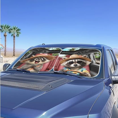 Raccoon Car Sun Shade Windshield Foldable Removable Automotive Accessories Auto Interior Protector Reflect UV Sun and Heat and Protect Your Car - color: Raccoon