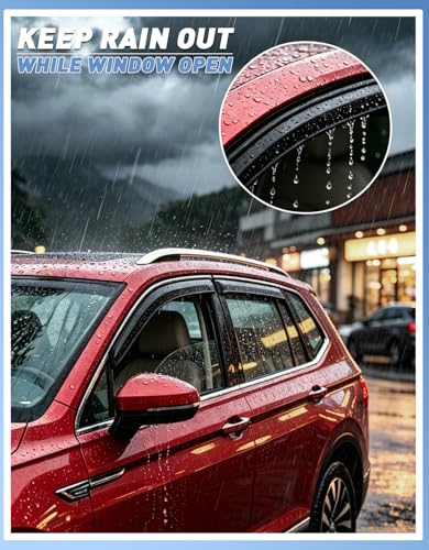 6-PCS Extra-Thick Rain Guards Fit for 2011-2021 Jeep Grand Cherokee Extra Durable Tape-on Window Rain Guard Window Deflectors Vent Shades Window Visor Vent Visors Exterior - size: Fit for 2011-2021 Jeep Grand Cherokee