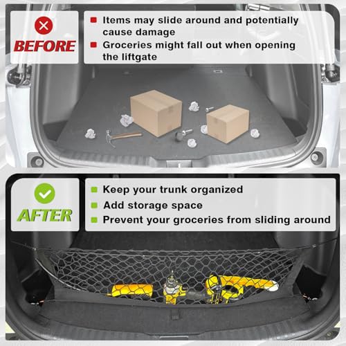 Muslogy Truck Bed Cargo Net Trunk Netting Compatible with 2018-2023 Chevy Traverse Accessories, Pickup Cargo Organizer SUV Sedan Storage Net w/Heavy Duty Carabiners - style: 2018-2023 Traverse