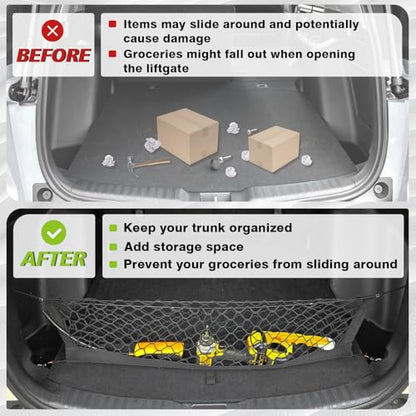 Muslogy Truck Bed Cargo Net Trunk Netting Compatible with 2018-2023 Chevy Traverse Accessories, Pickup Cargo Organizer SUV Sedan Storage Net w/Heavy Duty Carabiners - style: 2018-2023 Traverse