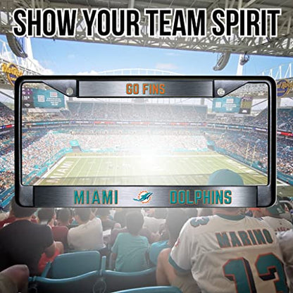NFL Miami Dolphins Go Fins Black Chrome License Plate Frame - 2-Screw Mount - color: Dolphins
