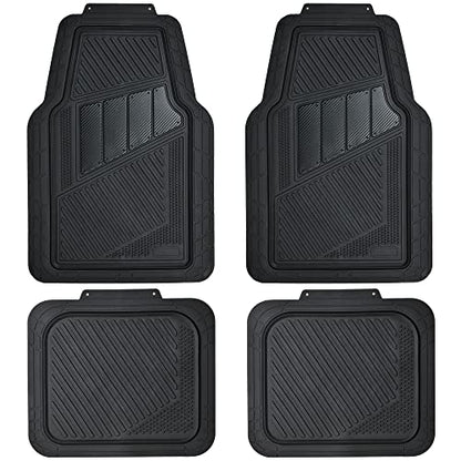 CAR PASS Heavy Duty Rubber Floor Mats 4-Piece Car Mat Set - Universal Waterproof Carbon Fiber Floor Mats for Car SUV Truck, Durable All-Weather Mats(Black) - color: Black