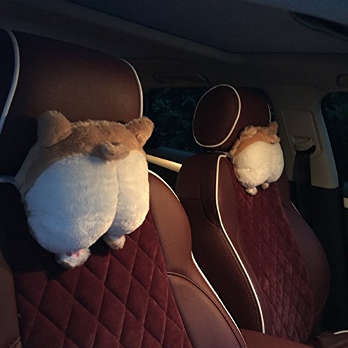 2PCS Super Cute Corgi Butt Car Seat Headrest Neck Pillow