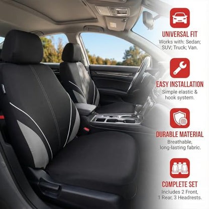 Mandark Car Seat Cover Full Set, Beathable Waterproof Heavy-Duty Vehicle Front and Rear Split Bench Seat Covers, Auto Interior Chair Protector, Universal for SUV Automobile Truck (Grey) - color: Grey