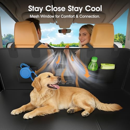 Dog Car Seat Cover for Back Seat, 52"x65" Waterproof Hard-Bottom Hammock with Side Flaps, Heavy-Duty 450lbs, Non-Slip & Scratch-Proof PU Leather Protector for SUV, Truck & Sedan Black - color: Black