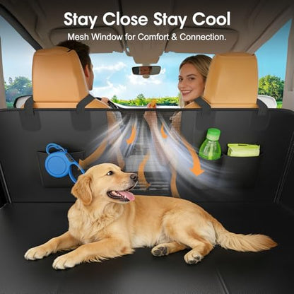 Dog Car Seat Cover for Back Seat, 52"x65" Waterproof Hard-Bottom Hammock with Side Flaps, Heavy-Duty 450lbs, Non-Slip & Scratch-Proof PU Leather Protector for SUV, Truck & Sedan Black - color: Black