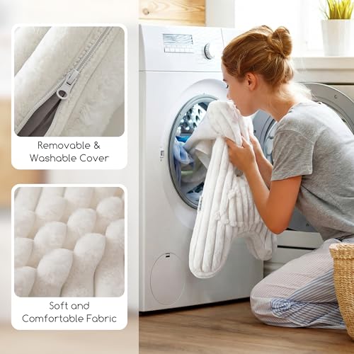 HIGOGOGO Washable Travel Pillow, Car Pillow for Kids & Adults, Upgraded Travel Pillows with Removable Soft Cover and High-Support Foam, Fix Neck and Body Sitting/Sleeping on The Trip, Beige - color: A-beige