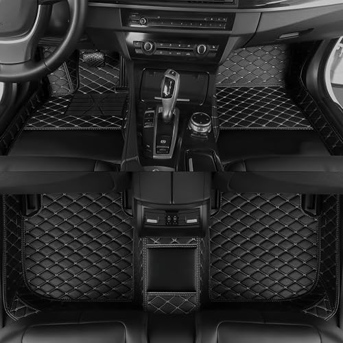 Custom Personalized Floor Mats for Cars，Luxury Full Coverage All Car Floor Mats，Anti-Slip Leather Car Mat Set ，Custom Floor Mats for 99% of Cars, Trucks & SUVs. (Black Beige) - color: Black beige