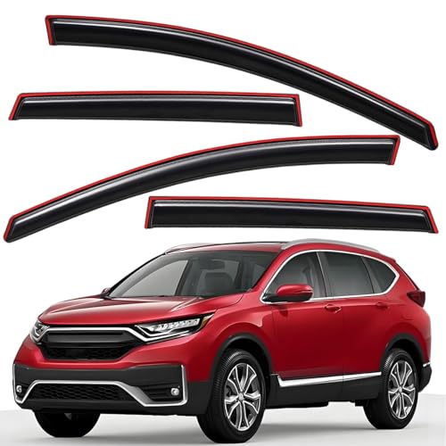 Lightronic Extra Durable Clip-on in-Channel Auto Vent Window Visor, Fits 2017-2022 Honda CR-V (CRV), UV Protection Rain Guard, Original Wind Deflector, No-Drill Easy Install, Dark Smoke, 4-Pcs
