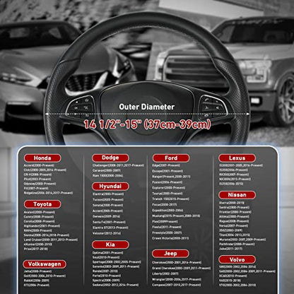 SEG Direct Steering Wheel Cover 14.5-15 inch (37-39 cm) Medium Size, Microfiber Leather, Non-Slip Comfortable Grip, Fits Cars Trucks SUVs, Black and Red - color: Black and Red, size: Standard size[14 1/2''-15'']