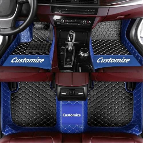 Custom Car Mats All Weather Fit Automotive Floor Mats PU Leather Protector Mat for Most Sedan, SUV, Truck Floor Mats (Black and Blue Side) - color: Black and Blue Side