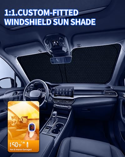 Model Y/3 Customized Windshield Sun Shade for 2017-2026 Model Y/Model 3 Sunshade Accessories (Fit 2025-2026 Model Y Juniper / 2024 Model 3 Highland) Upgraded Foldable Sunshade, Blocks UV Rays - size: For Model 3/Y