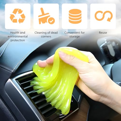 Car Cleaning Gel, Reusable Vehicle Air Vent Crevice Detailing Putty, Automotive Interior Detail Slime Cleaner Removal Tool Kit Accessories, Universal for SUV, Sedan, Truck (Yellow) - color: Yellow