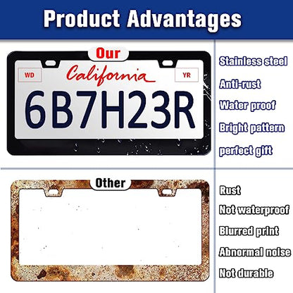 Mama Bear License Plate Frame Animal Forest Mountain License Plate Holders Funny Auto Accessory Bracket Stainless Steel License Plate Frames with Screws for Women Men 6x12 Inch 4 Holes - color: Mama Bear