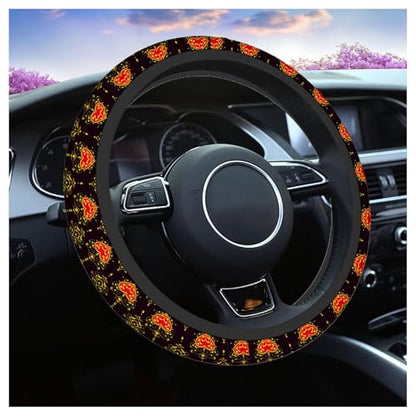 Swono Steering Wheel Covers Baroque Beautiful Ornamental Red Heart S with Crown Baroque Style Non Slip Neoprene Car Wrap Cover Comfort Grip Stretch-On Automotive Steering Wheel Protector 15 Inch - color: multi-056