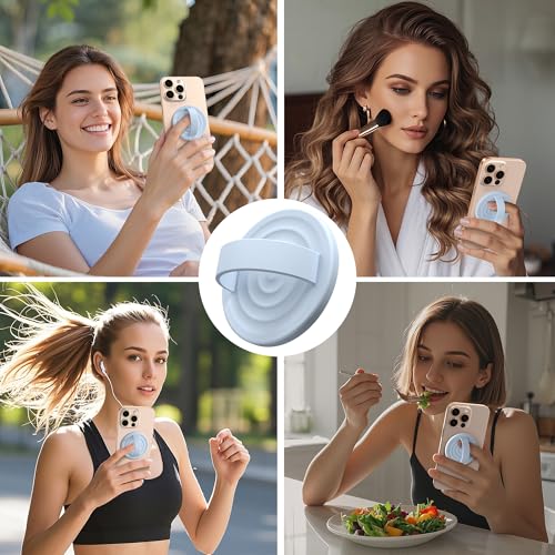 Magnetic Phone Grip Ring Holder, Liquid Silicone Magnet Cell Phone Grip Finger Loop, Compatible with Magsafe, Back of Phone for iPhone 17/16/15/14/13/12 Series, Baby Blue - color: Baby Blue