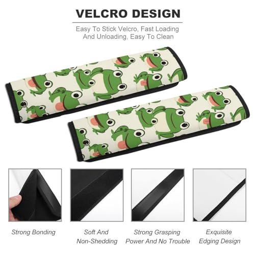 Comfortable Cushion Pad Car Shoulder Strap Harness Pad, Cute Frog 2PCS Car Belt Covers - color: Color357