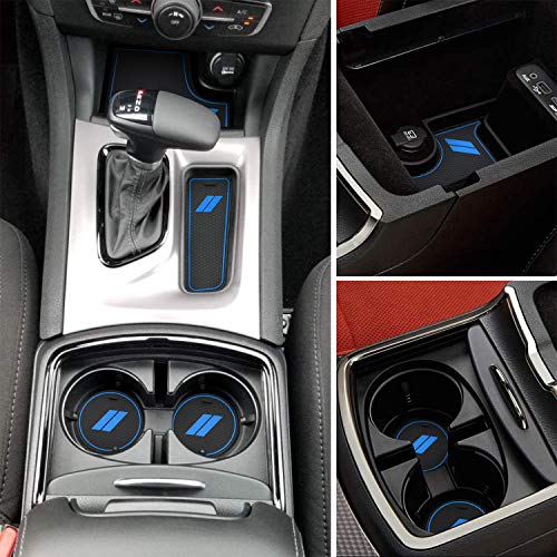 Fits Dodge Charger Accessories 2015-2023, Cup Holder Insert Center Console Shifter Liner Trim Interior Door Pocket Mats Pad (24pcs Set, Blue Trim) - color: Blue