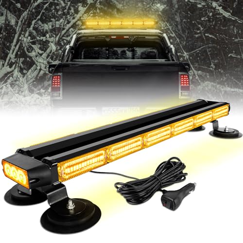 ASPL 26inch 126 LED Rooftop Emergency Strobe Lights Bar Double Side Flashing Safety Warning Traffic Advisor Light Bar Hazard Snow Plow Light for Work Trucks Vehicles Construction Tow Pickup(Amber) - color: Amber
