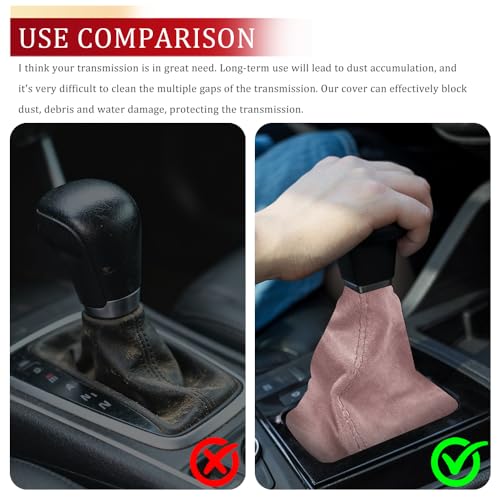 Car Shift Boot Cover, Stick Shift Cover, Suede Leather Manual Automatic Car Shifter Lever Knob Dust Protector, Dustproof Gear Shift Protection Sleeve Gaiter for Sedan Truck (Pink) - color: Pink