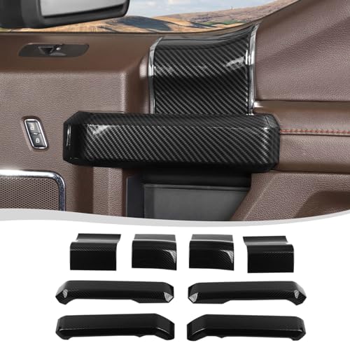 Voodonala for F150 2015-2020 Interior Door Handle Cover with Door Panel Cover Compatible with Ford F-150 2015-2020, F150 Interior Accessories 8Pcs(ABS,Carbon Fiber Black) - color: Carbon Fiber Black, size: 8Pcs