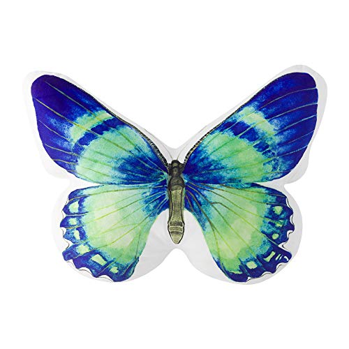 JWH 3D Butterfly Shaped Throw Pillow Decorative Cute Animal Accent Cushion Print Pillowcase Stuffed Plush for Bed Couch Chair Sofa 13x15 Inch Blue Green - color: Blue Green