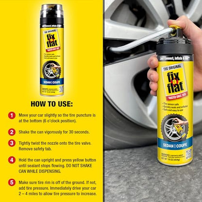 Fix-A-Flat S60420 Aerosol Emergency Flat Tire Repair and Inflator, for Standard Tires, Eco-Friendly Formula, Universal Fit for All Cars, 16 oz. (Pack of 1) - size: 16oz