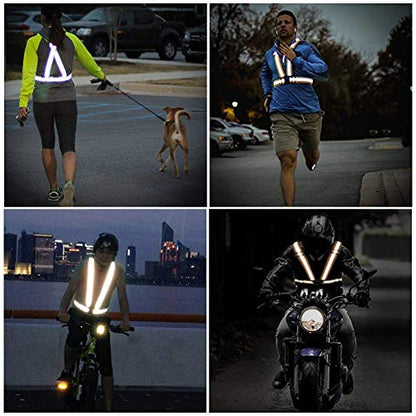 Reflective Vest Running Gear, 2Pack High Visible Safety VES for Cycling Jogging Running Walking, Adjustable for Men Women Kids - color: Green+Orange