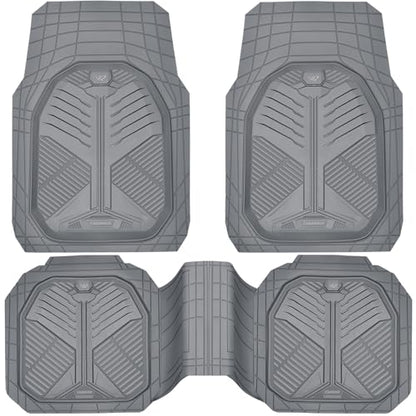 CAR PASS Heavy Duty Rubber Car Mats, Deepdish All Weather Floor Mats for Car Full Set, Universal Automotive Mats Trim to Fit for Sedans SUVs Trucks, Waterproof Anti-Slip Deep Tray 3 Pieces Dark Gray - color: Gray