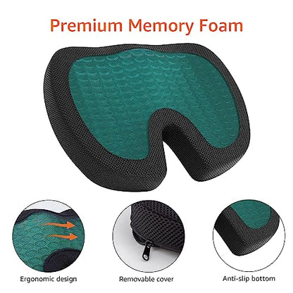 Amazon Basics Comfortable Seat Cushion for Office Chairs, Gel Enhanced Memory Foam, Non-Slip, Cooling Support for Long Sitting, Black - size: Seat Cushion, style: Gel Memory Foam