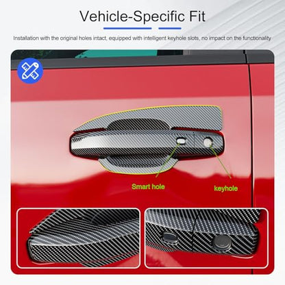 12Pcs Exterior Door Handle Cover Front Rear Driver & Passenger Side and Door Bowl Compatible with 2019-2025 Chevy Silverado GMC Sierra 1500 20-25 2500 3500 (Carbon Fiber) - color: Carbon Fiber