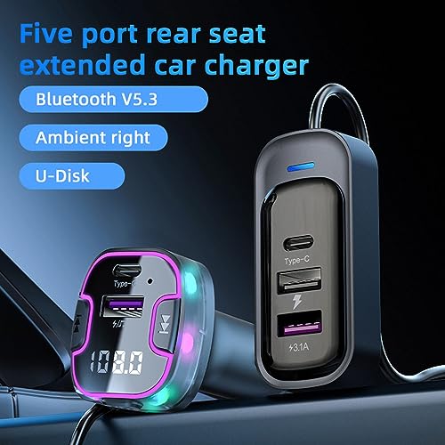 Bluetooth FM Transmitter for Car, Hands-Free Calls, HD Sound Quality 5.3, 5V3.1A Fast Charging, U Disk Music Playback, Support 5 Devices Charging at The Same time (CS6) - size: CS6