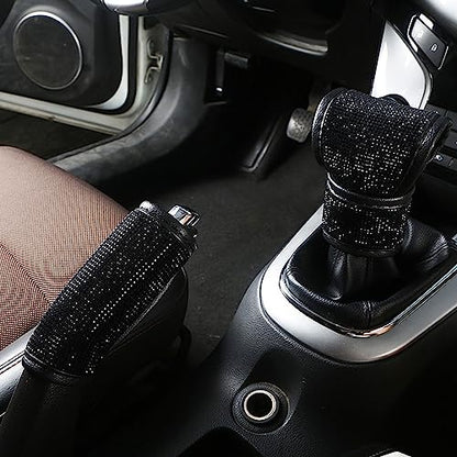 Auto Gear Shift Knob Cover with Crystal Glitter Bling Rhinestones,Car Knob Gear Stick Protector (Black Diamonds) - size: Gear Shift (Black Diamonds)