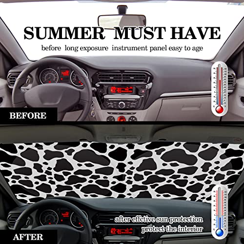 Windshield Sun Shade Foldable Car Front Window Covers for Car Accessories Sun Heat UV Rays Visor Protector Protection for Universal Cars SUV Truck(Cow Print) - style: Cow Print