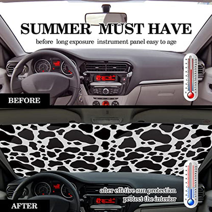 Windshield Sun Shade Foldable Car Front Window Covers for Car Accessories Sun Heat UV Rays Visor Protector Protection for Universal Cars SUV Truck(Cow Print) - style: Cow Print