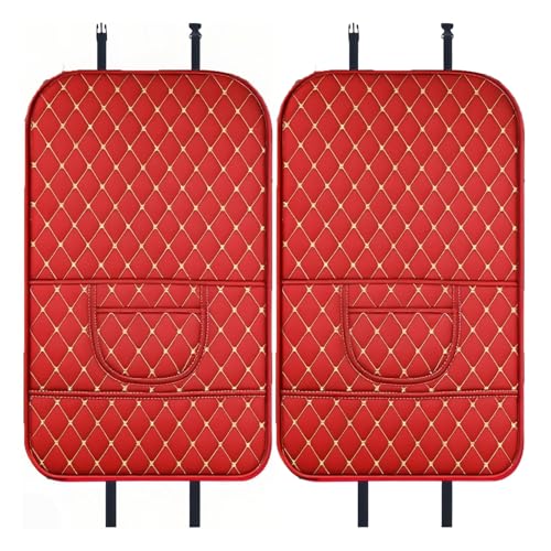 Car Seat Kick Mat Protectors for Volvo XC40 XC60 XC70 XC90 2007-2025, 2Pcs Universal Leather Seat Back Anti-Kick Pad, Anti-Scratch Resistant Waterproof for SUVs Minivans, D/Red - color: D/Red