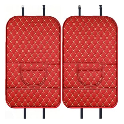 Car Seat Kick Mat Protectors for Volvo XC40 XC60 XC70 XC90 2007-2025, 2Pcs Universal Leather Seat Back Anti-Kick Pad, Anti-Scratch Resistant Waterproof for SUVs Minivans, D/Red - color: D/Red