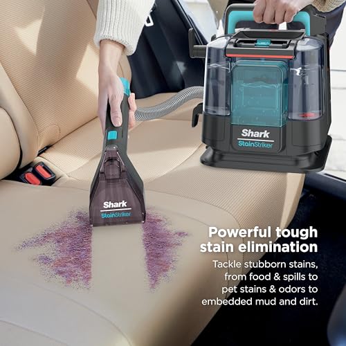 Shark StainStriker Portable Carpet & Upholstery Cleaner with On-Board Self-Cleaning, Spot, Stain, & Odor Eliminator, Includes 2 Cleaning Tools, 2 Cleaning Solutions, Charcoal, PX221BRN - style: StainStriker w/ Onboard Self-Cleaning